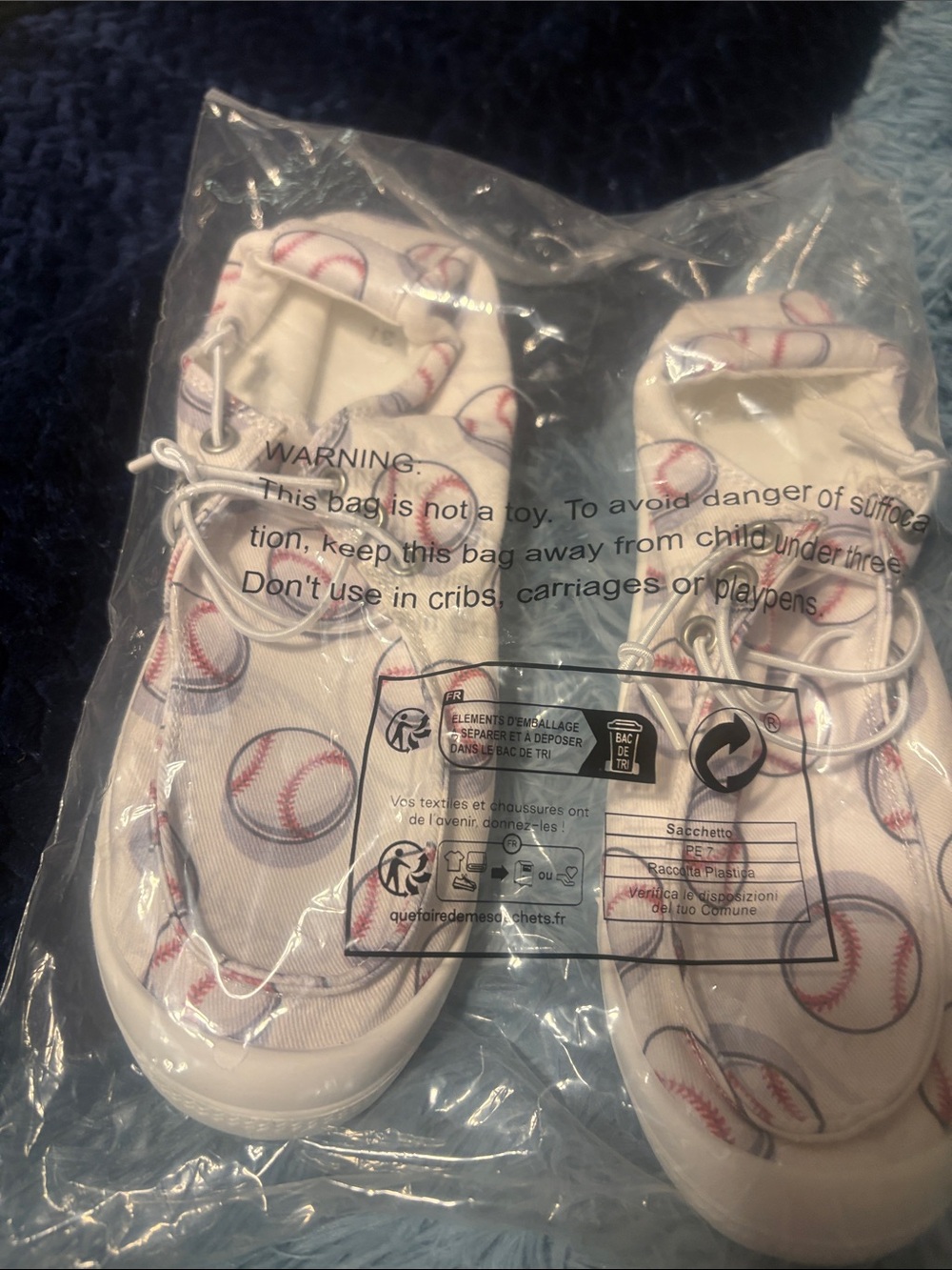 White Canvas Sneakers with Baseball Print